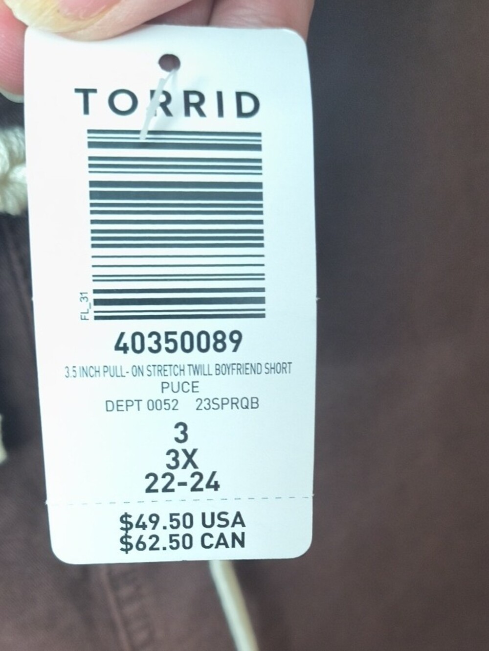NWT torrid Women's Puce Stretch Pull-on Twill Boyfriend Shorts 3X - Picture 4 of 7